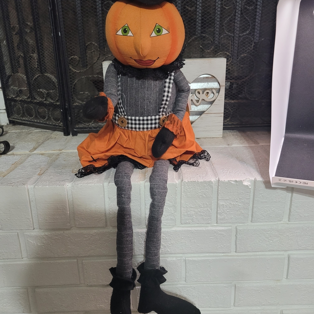 Pumpkin Witch Shelf Sitter Halloween Decor Long Legs TJ Maxx